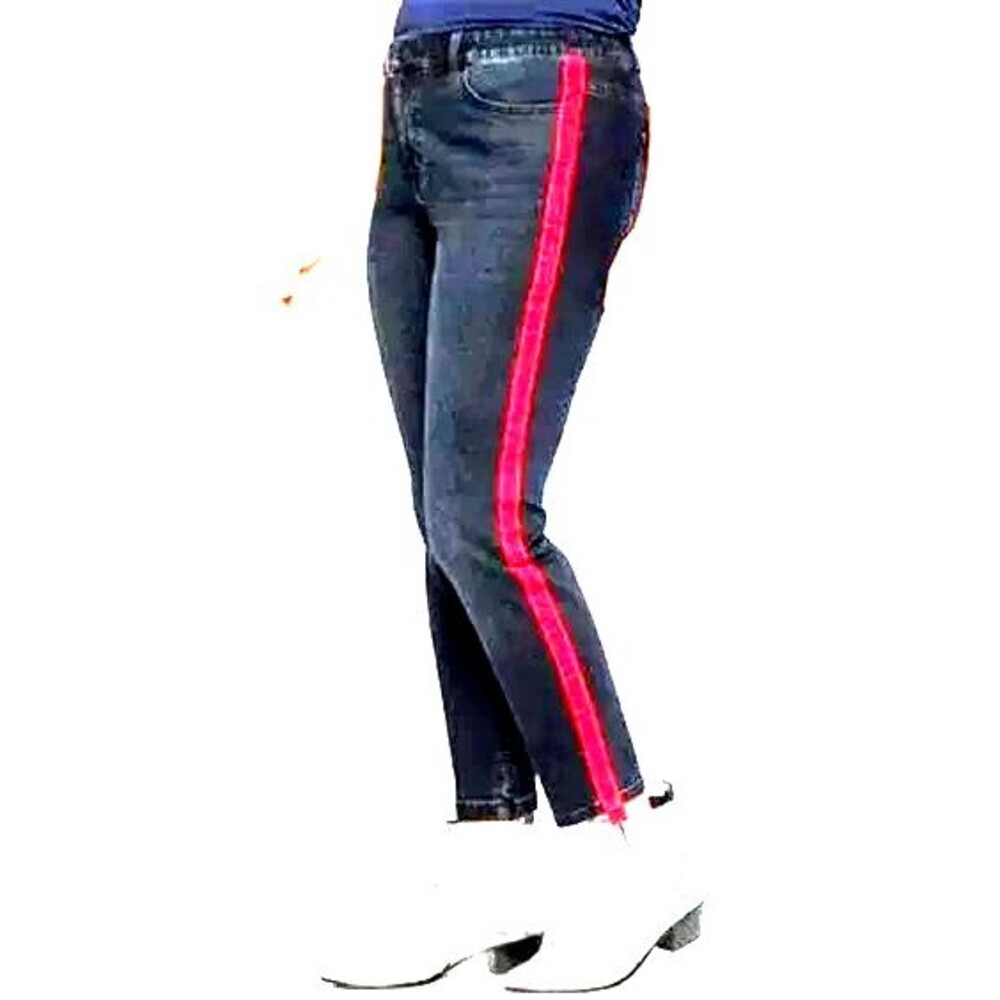 Eloquii Dark Blue Denim Mod Skinny Jeans with Red Velvet Side Stripe, Size 18